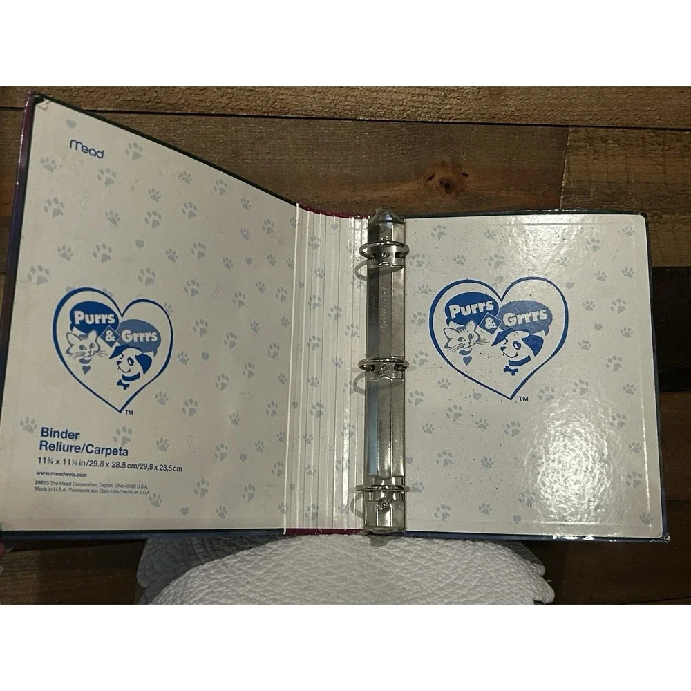 Vintage 90s Mead Purrs Grrs Binder Alaskan Malamute Y2K